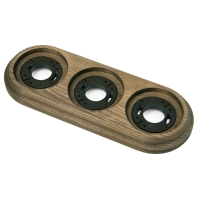 Рамка трехместная деревянная ретро, Овал, ASR-59238, Ясень, цвет Орех